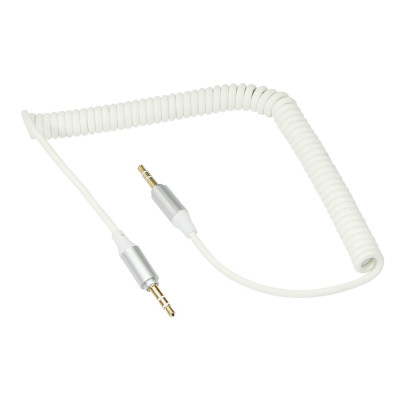 Rexant аудио кабель aux 3.5 мм шнур спираль 1m белый 18-4014