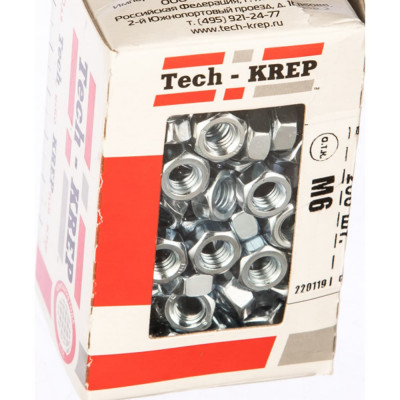 Оцинкованная шестигранная гайка Tech-Krep М6 DIN934 200 шт. 105247