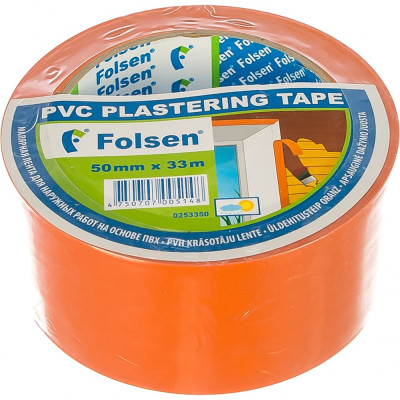 Folsen cтроительная лента pvc оранжевая, 50мм x 33м 0253350