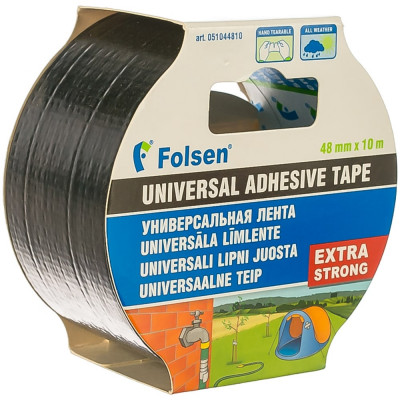 Folsen универсальная тканевая влагоустойчивая лента , 48мм x 10м, чёрная, 240мк 051044810