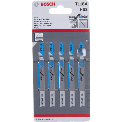 Пилки для лобзика по металлу Bosch T118 A 2608631013