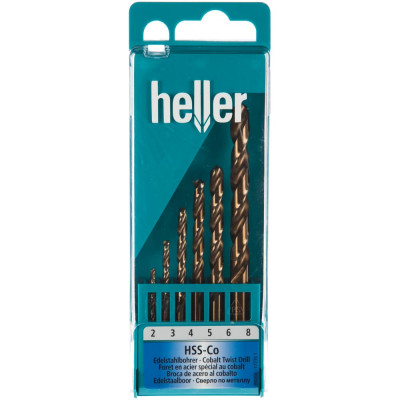 Heller набор свёрл по металлу hss-co din 338 rn ? 2/3…7/8 мм 6 пр. 17735