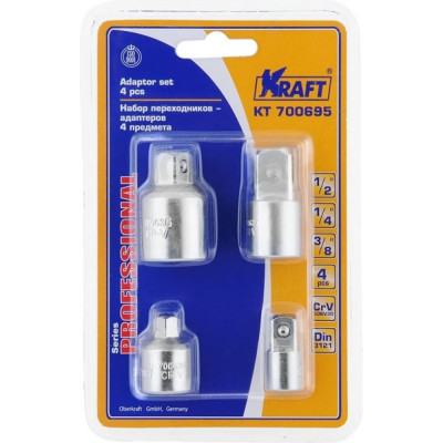 Kraft набор переходников-адаптеров 1/2 3/8 и 1/4 dr 4пр kt 700695
