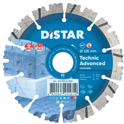 Сегментный алмазный диск по армированному бетону DiStar Technic Advanced 14315347010