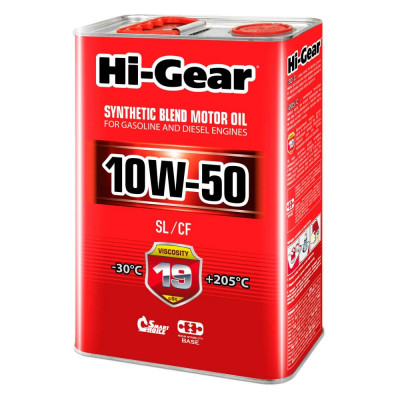 Hi-gear масло моторное полусинтетическое 4л 10w-50 sl/cf hg1154