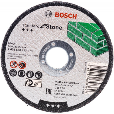 Bosch отрезной круг standard по камню 115 х 3мм, прямой 2608603177