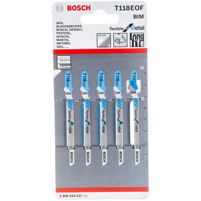 Пилки для лобзика по металлу Bosch T118EOF 2608634237
