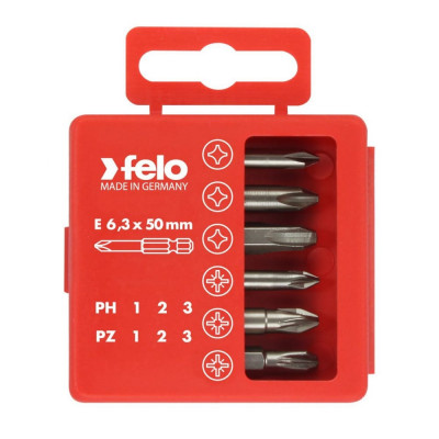 Felo набор бит pz1-3 и ph1-3 50 мм в упаковке, 6 шт 03291516