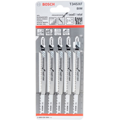 Универсальные пилки для лобзика Bosch T345XF 2608634994
