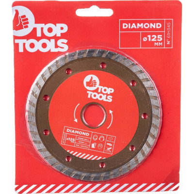 Top tools диск алмазный, 125x22.2мм, turbo 61h345