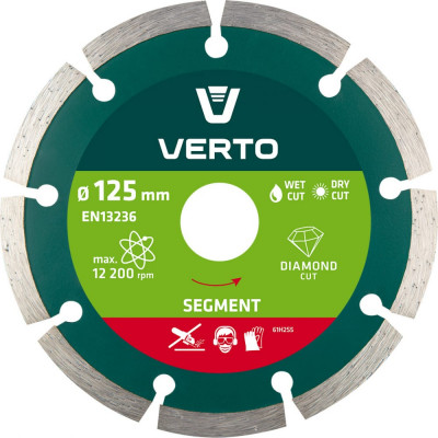 Verto диск алмазный, 125x22.2мм, сегментный, 61h2s5