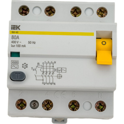 Дифференциальный выключатель IEK ВД1-63 MDV10-4-080-100