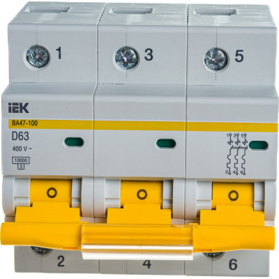 Модульный автоматический выключатель IEK ВА 47-100 MVA40-3-063-D