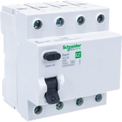 Выключатель дифференциального тока Schneider Electric EASY 9 4п, 63 А, 30 мА, AC SchE EZ9R34463