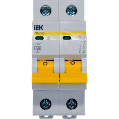 Автомат IEK ВА47-29 2п, C, 2А, 4.5кА MVA20-2-002-C