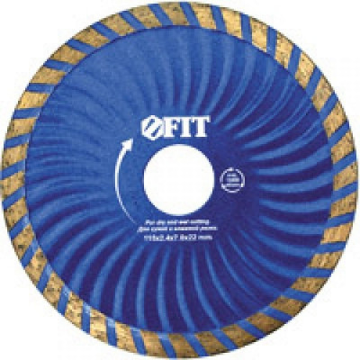 Алмазный отрезной диск для угловых шлифмашин FIT Турбо волна 37487