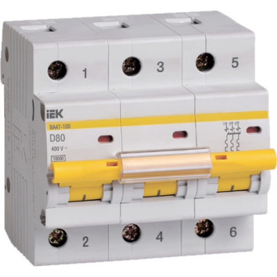 Модульный автоматический выключатель IEK ВА 47-100 MVA40-3-080-D
