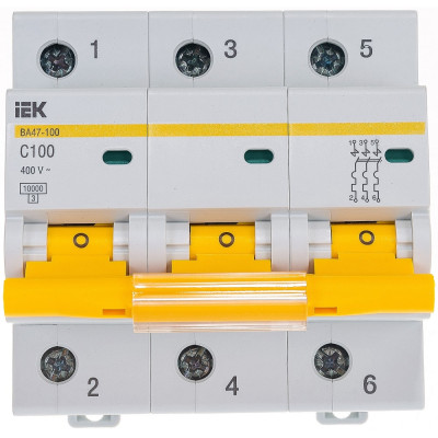 Модульный автомат IEK ВА 47-100 3п, C 100А, 10 кА MVA40-3-100-C