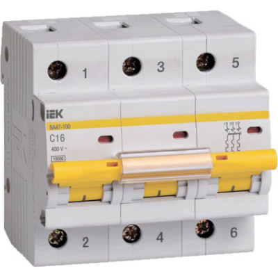 Модульный автоматический выключатель IEK ВА 47-100 MVA40-3-016-C