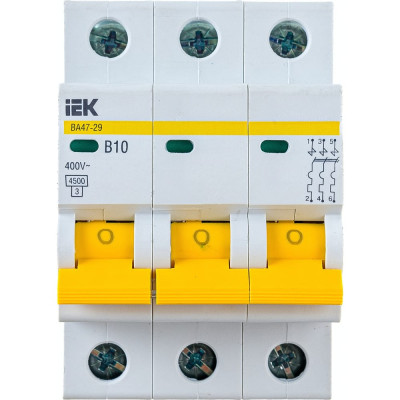 Модульный автоматический выключатель IEK MVA20-3-010-B