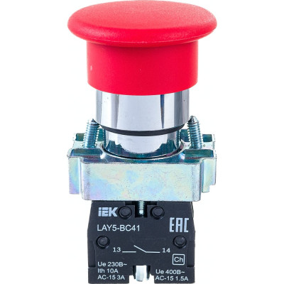 Кнопка управления IEK LAY5-BC41 Грибок BBG70-BC-K04