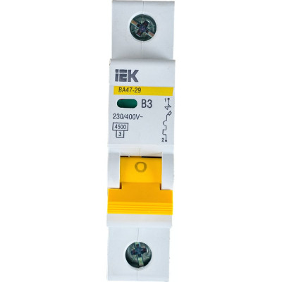 Модульный автоматический выключатель IEK ВА47-29 1п, B 3А, 4.5 кА MVA20-1-003-B