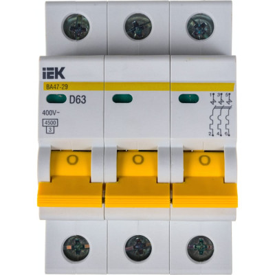 Модульный автоматический выключатель IEK ВА 47-29 MVA20-3-063-D
