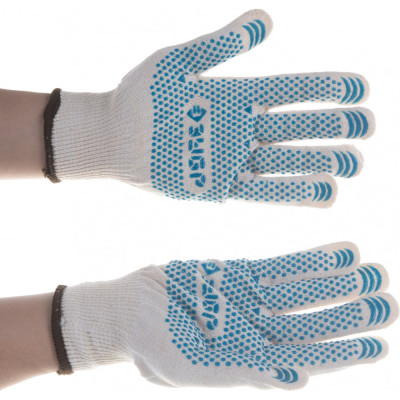 Хлопчатобумажные с защитой от скольжения перчатки ЗУБР ЭКСПЕРТ 11451-XL