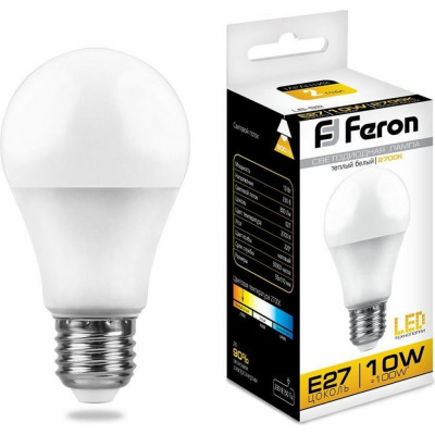 Светодиодная лампа FERON LB-92 Шар E27 10W 2700K 25457