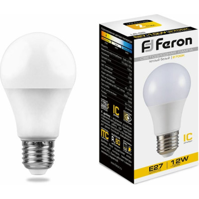 Светодиодная лампа FERON LB-93 Шар E27 12W 2700K 25489