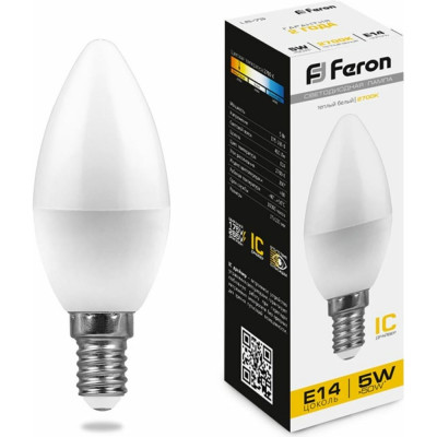 Светодиодная лампа FERON LB-72 Свеча E14 5W 2700K 25400