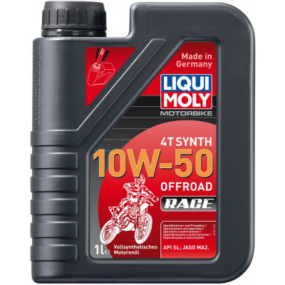 Синтетическое моторное масло 4T для четырехтактных мотоциклов LIQUI MOLY Motorbike 4T Synth Offroad Race10W-50SL;JASO 3051