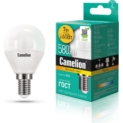 Светодиодная лампа Camelion LED7-G45/830/E14 12069