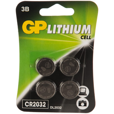 Литиевая дисковая батарейка GP Lithium CR2032 CR2032-7CRU4 40/2400