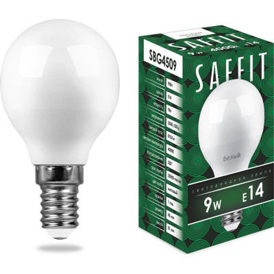 Светодиодная лампа SAFFIT SBG4509 9W 230V E14 4000K 55081