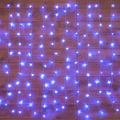Гирлянда Neon-Night ДОЖДЬ занавес 1,5х1,5 м, прозрачный ПВХ, 144LED синие IP20 235-033