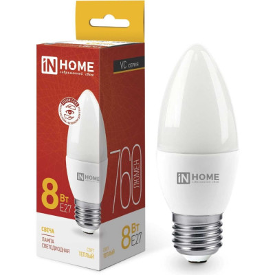 Светодиодная лампа IN HOME LED-СВЕЧА-VC 4690612020440