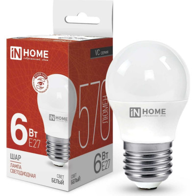 Светодиодная лампа IN HOME LED-ШАР-VC 4690612020532