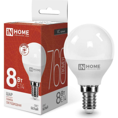 Светодиодная лампа IN HOME LED-ШАР-VC 4690612020556