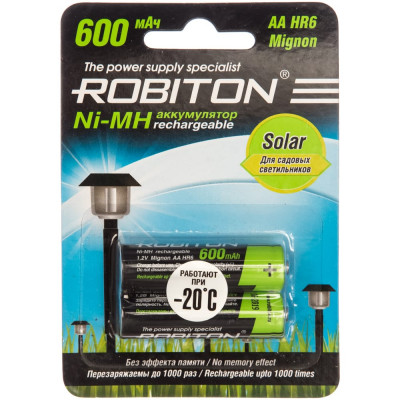 Аккумулятор Robiton 600MHAA-2 SOLAR 13905 BL2