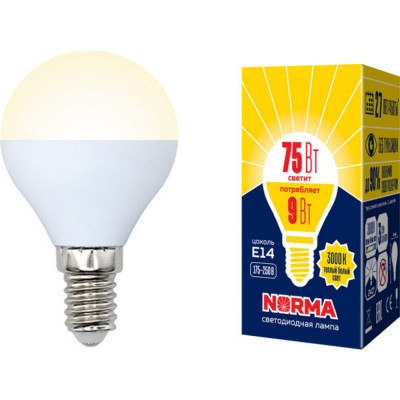 Светодиодная лампа Volpe LED-G45-9W/WW/E14/FR/NR UL-00003826