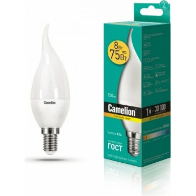 Светодиодная лампа Camelion LED8-CW35/830/E14 12387