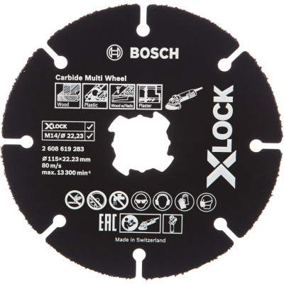 Отрезной круг по дереву для ушм Bosch X-LOCK 2608619283