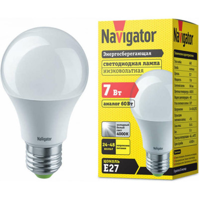 Светодиодная лампа Navigator NLL-A60-7-24/48-4K-E27 61474 481054
