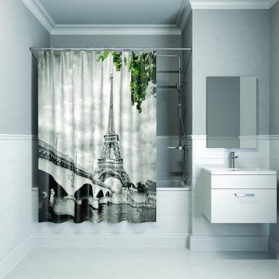 Штора для ванной комнаты IDDIS Paris days Grey 541P18Ri11