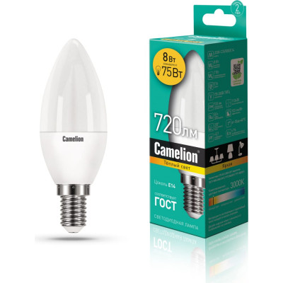 Светодиодная лампа Camelion LED8-C35/830/E14 12385