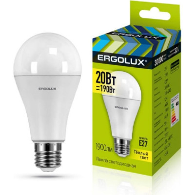 Электрическая светодиодная лампа Ergolux LED-A65-20W-E27-3K ЛОН 13182