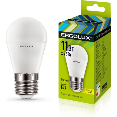 Светодиодная лампа Ergolux LED-G45-11W-E27-3K Шар 13630