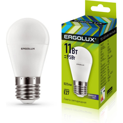 Электрическая светодиодная лампа Ergolux LED-G45-11W-E27-6K Шар 13632