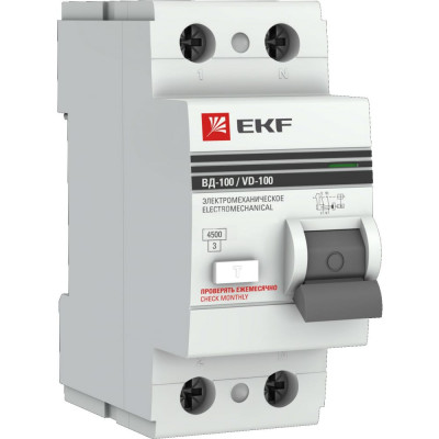 Электронное устройство защитного отключения EKF ВД-100 PROxima elcb-2-63-100-e-a-pro